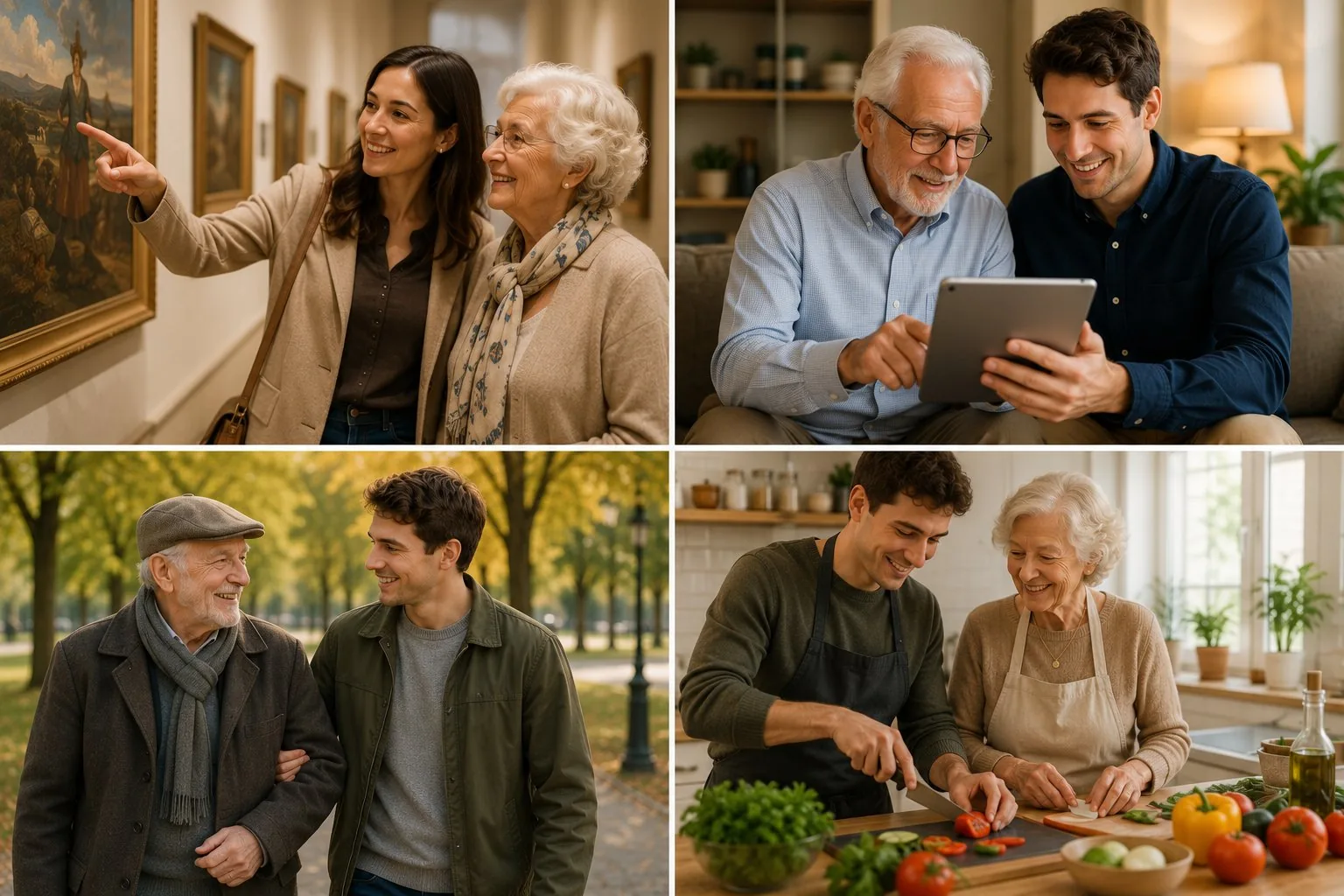 Companions and seniors enjoying various activities together
