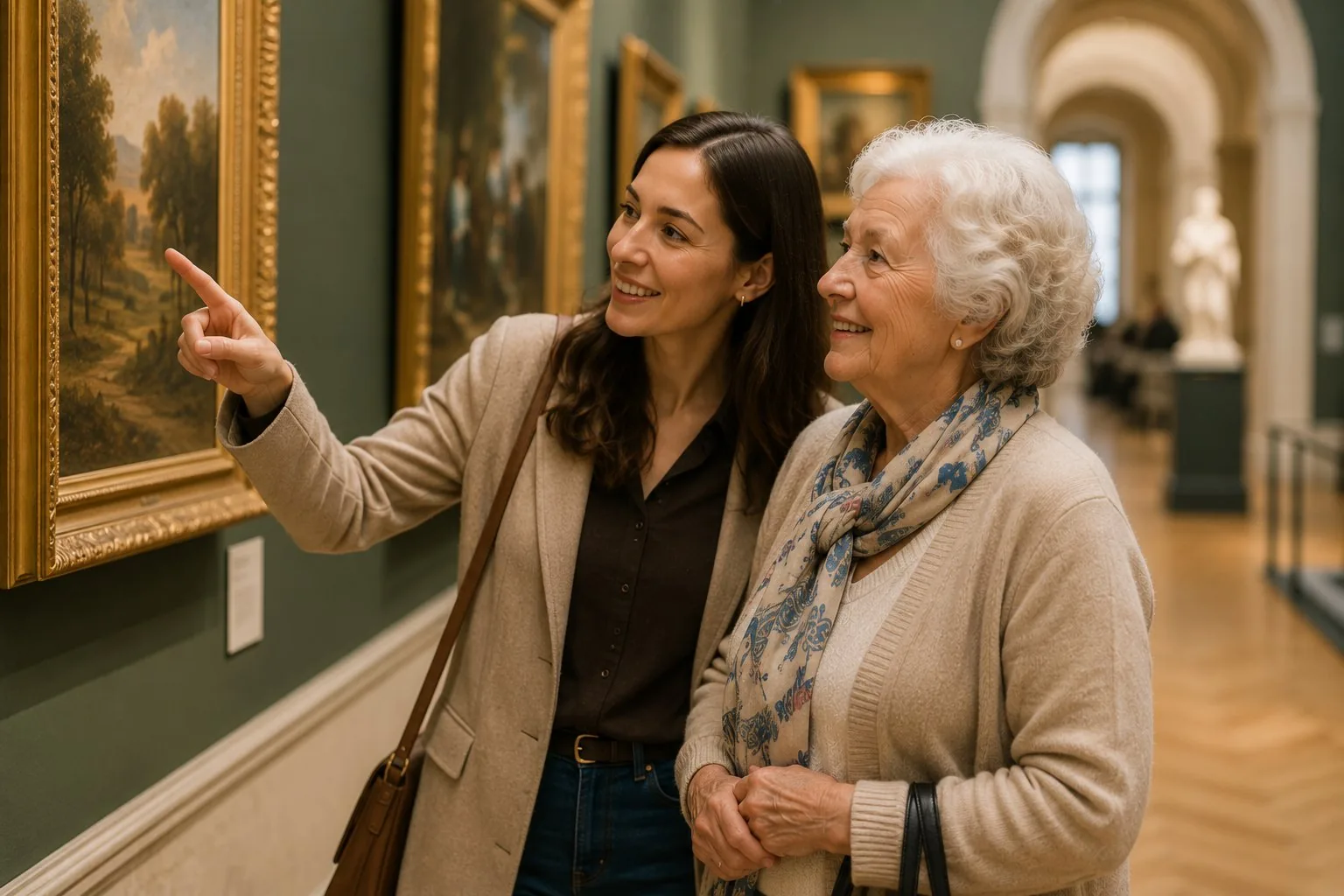 Companion and senior lady at Vienna museum
